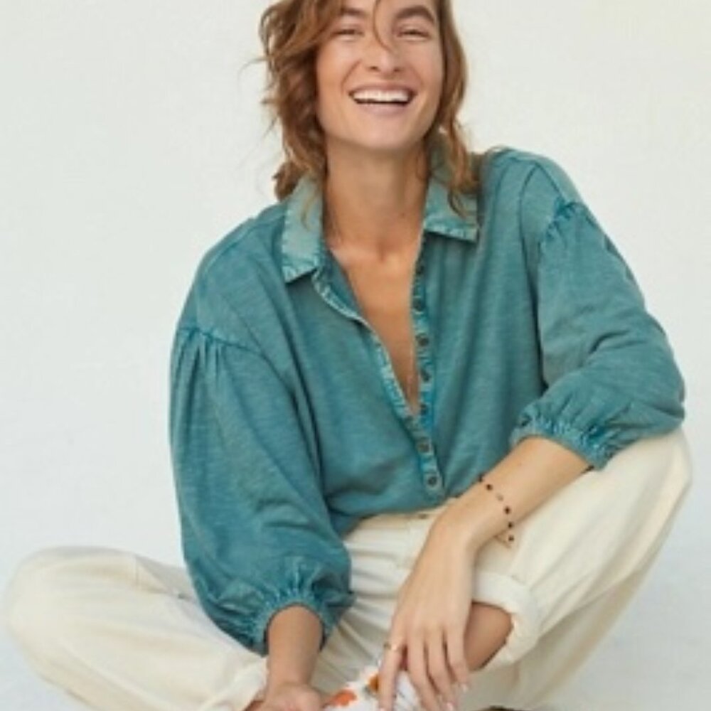 Anthropologie Pilcro Breezy Puff-Sleeved Top